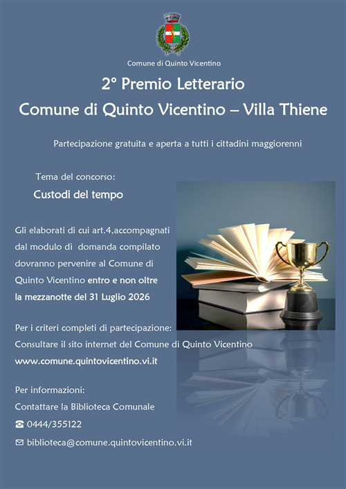Premio letterario Comune di Quinto Vicentino â€“ Villa Thiene II edizione